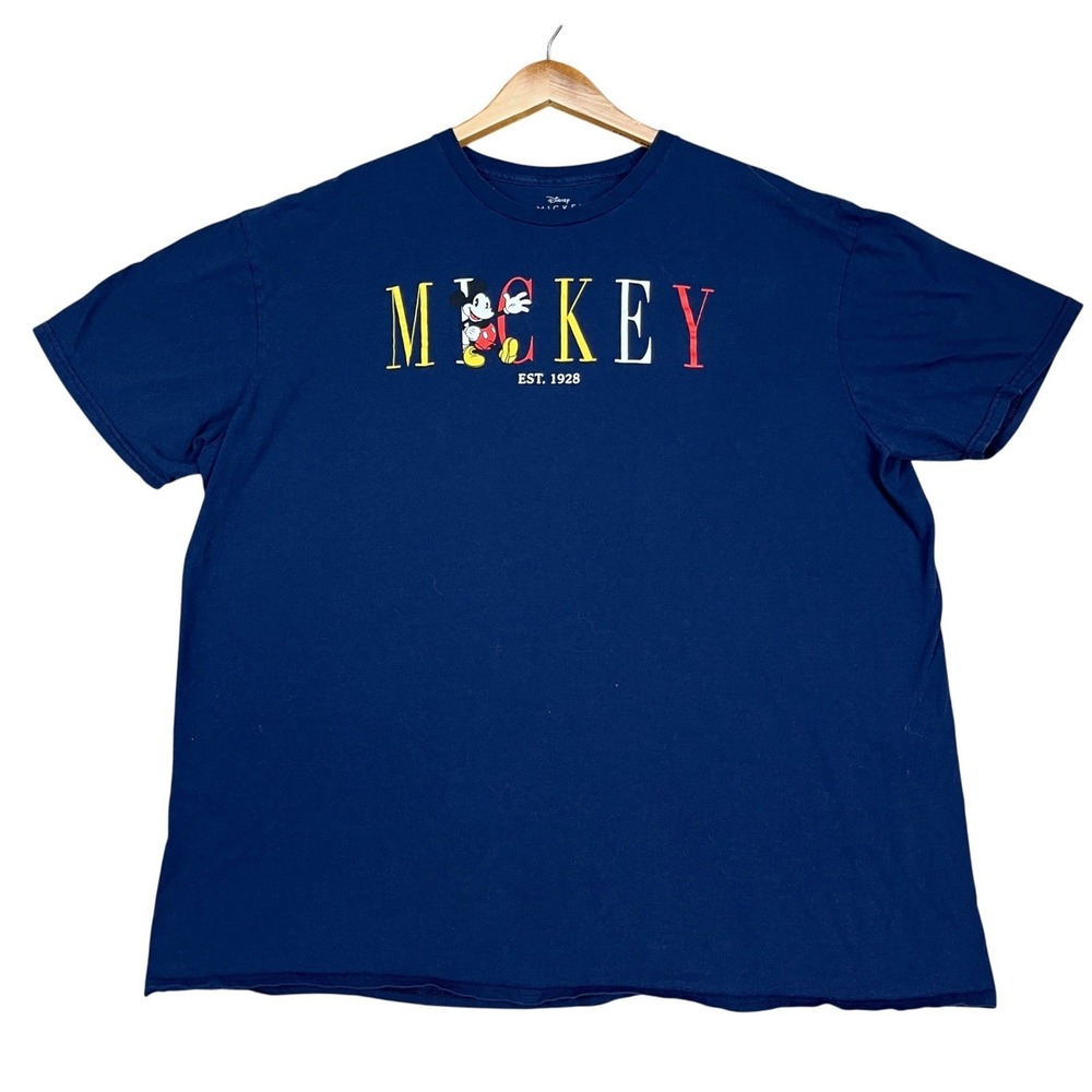 Disney Mickey Mouse T-Shirt Mens 2X Navy Blue Short Sleeve Graphic Tee Crew Neck